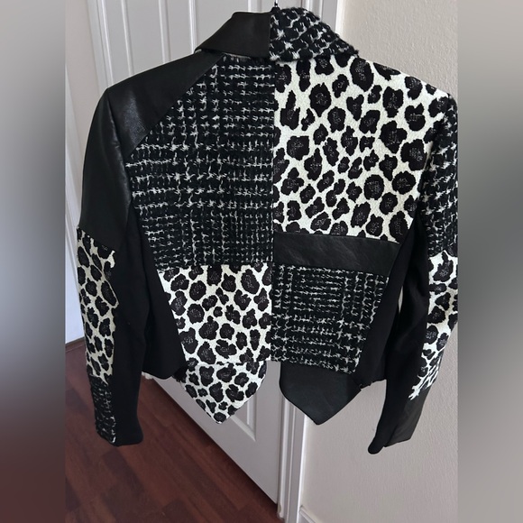 NWT Alice + Olivia Harvey Leather Patchwork Draped Lapel Blazer Jacket M - Picture 8 of 17